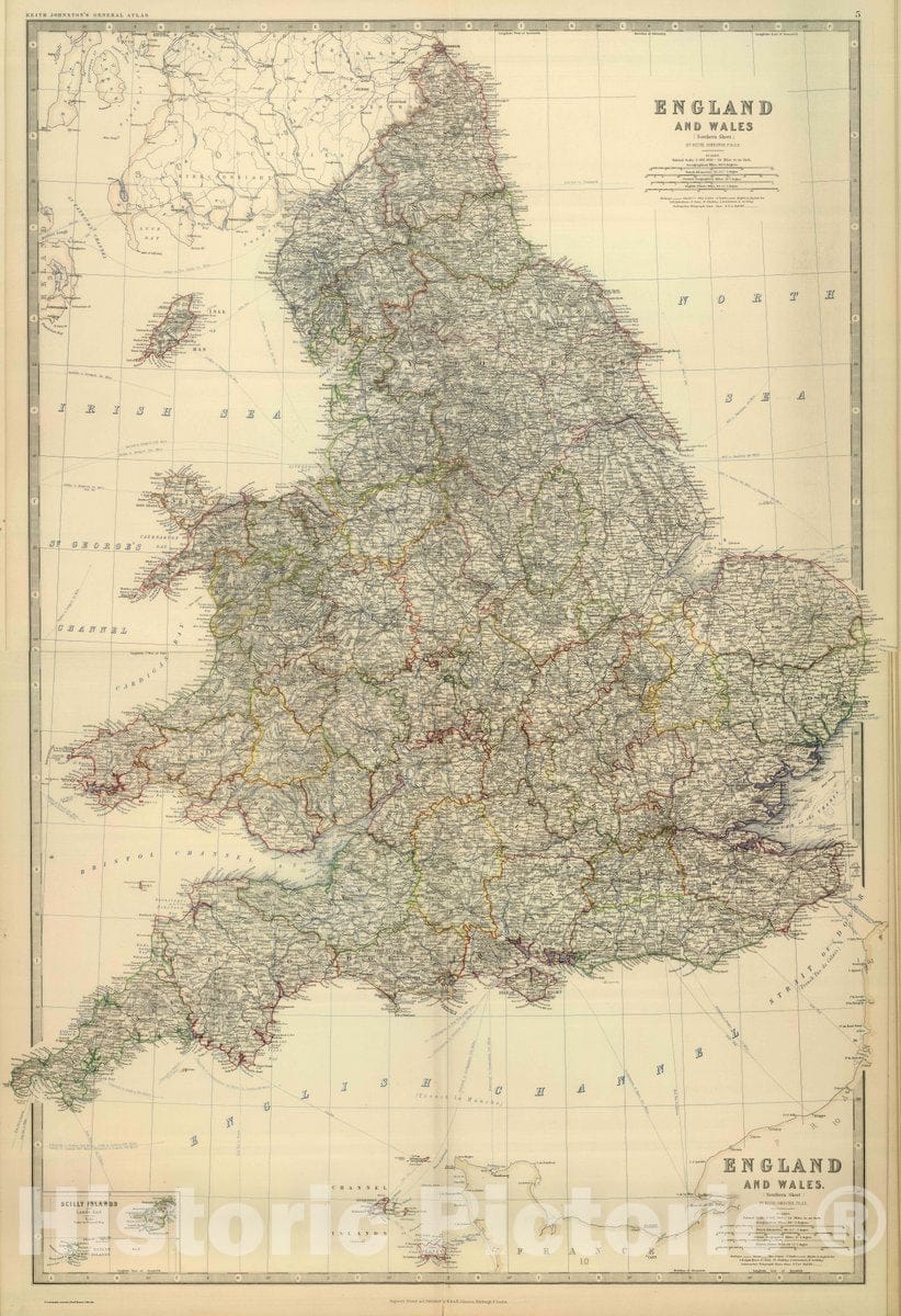 Historic Wall Map : 1879 Composite: England and Wales. - Vintage Wall Art