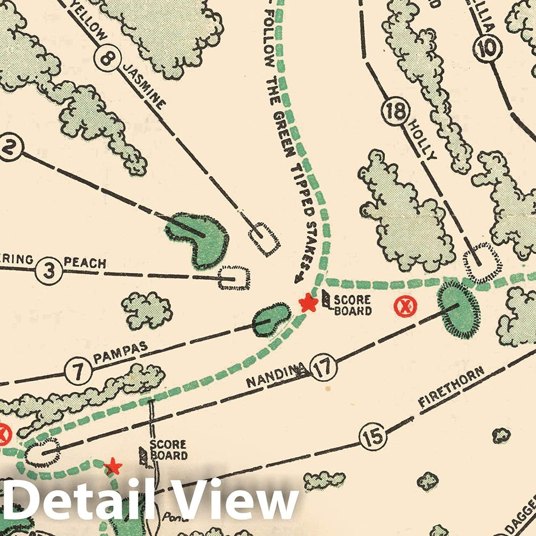 Historic Golf Course Map - Augusta National Golf Club Course, 1954 - Vintage Wall Art