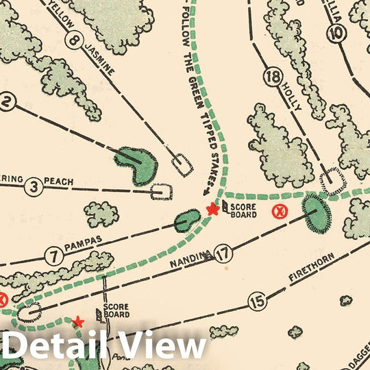 Historic Golf Course Map - Augusta National Golf Club Course, 1954 - Vintage Wall Art