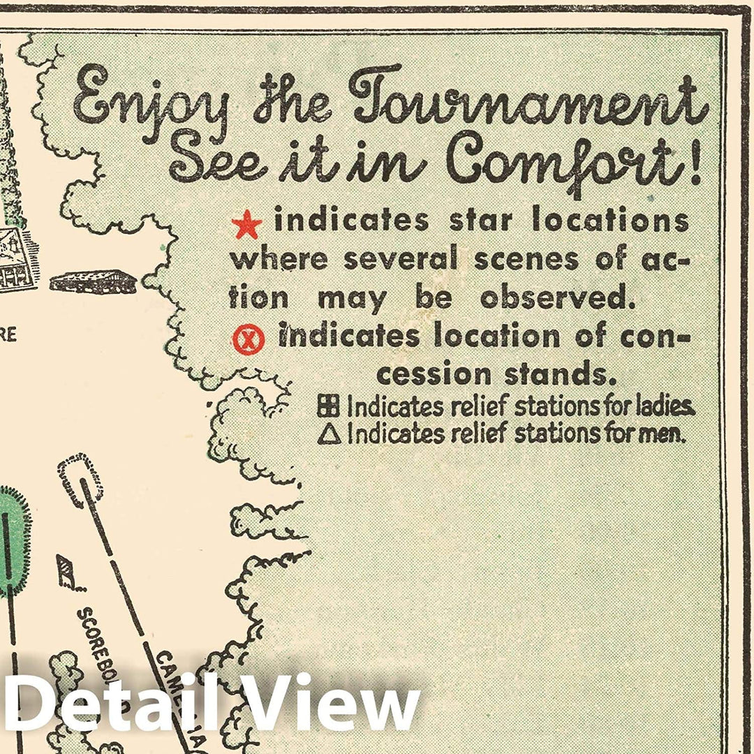 Historic Golf Course Map - Augusta National Golf Club Course, 1954 - Vintage Wall Art