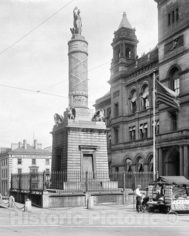 Historic Black & White Photo - Baltimore, Maryland - The Battle Monument, c1920 -