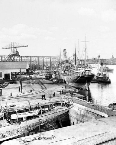 Historic Black & White Photo - Brooklyn, New York - The Brooklyn Navy Yard, c1904 -