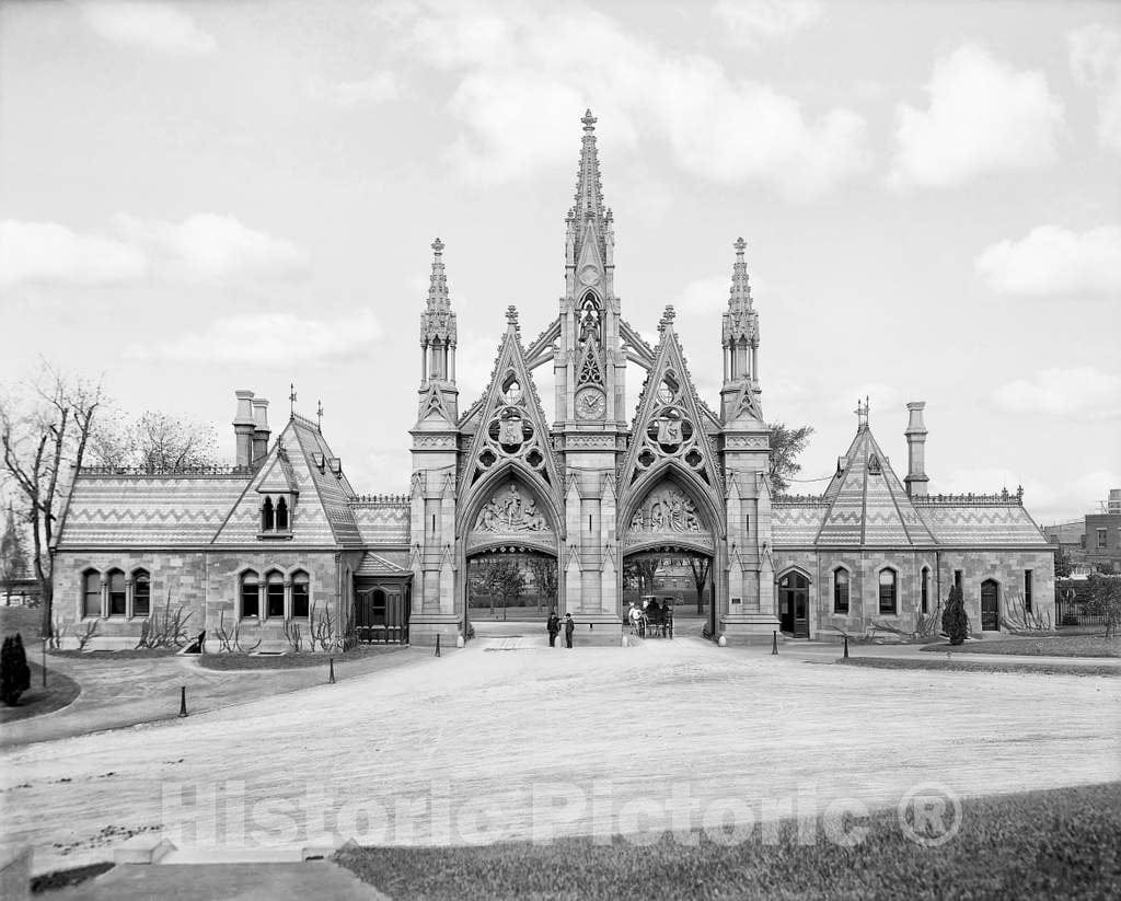 Historic Black & White Photo - Brooklyn, New York - The Gates of Greenwood Cemetery, c1906 -