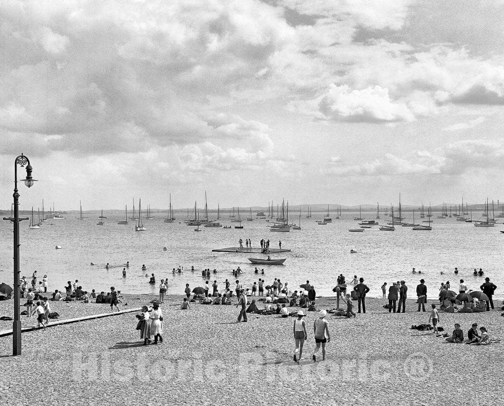 Boston Historic Black & White Photo, City Point, South Boston, c1906 -