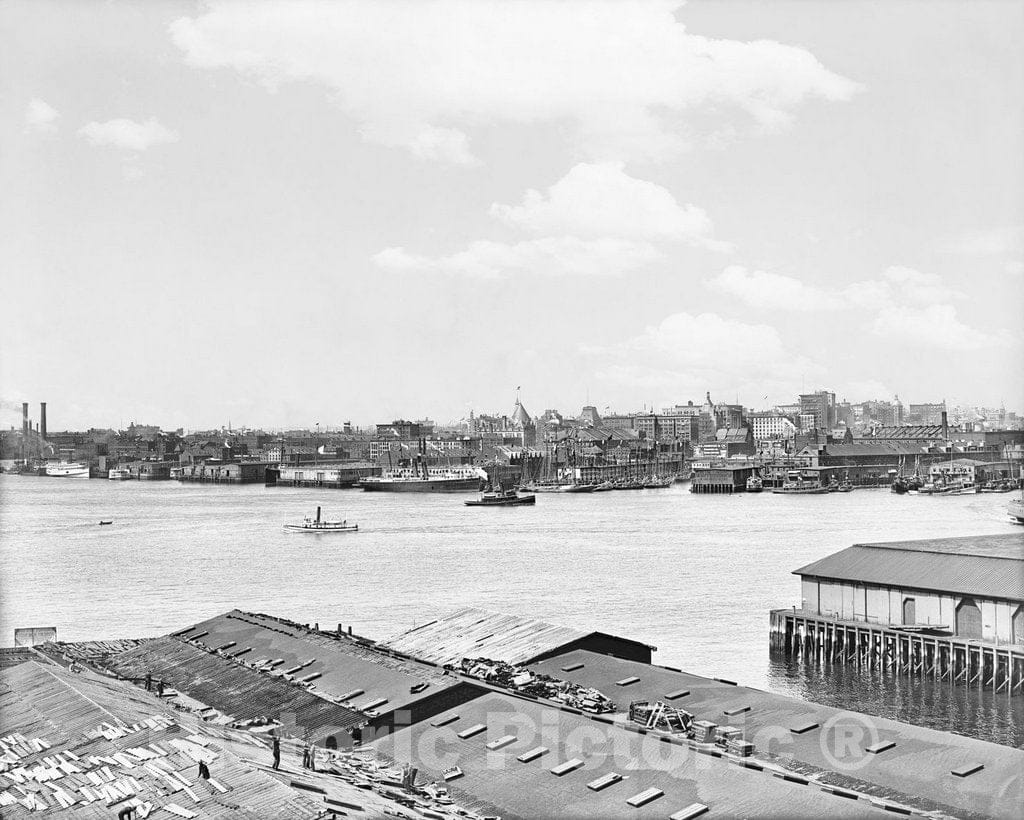 Historic Black & White Photo - Boston, Massachusetts - View from East Boston, c1906 -