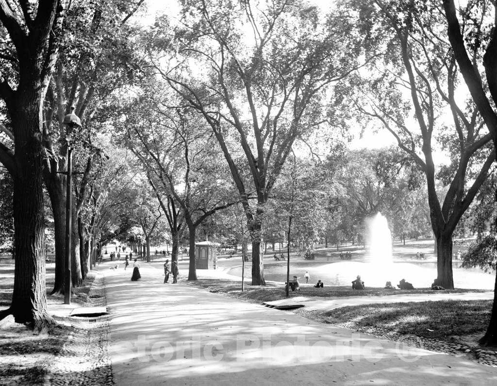 Historic Black & White Photo - Boston, Massachusetts - The Boston Common Frog Pond, c1895 -