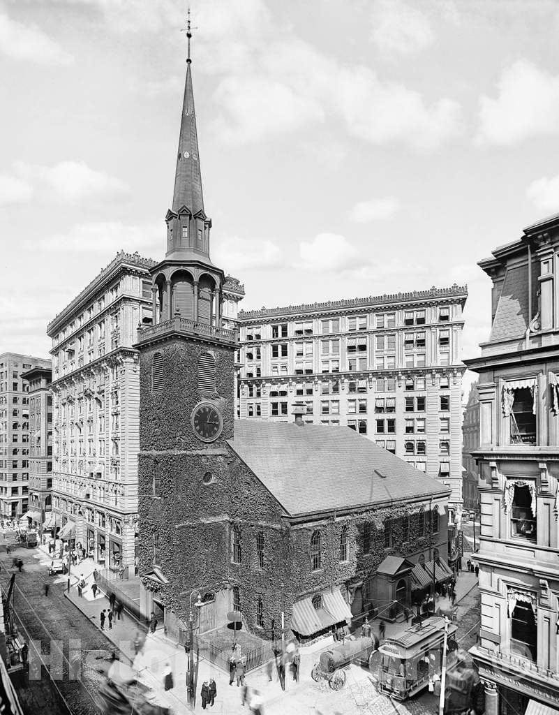 Historic Black & White Photo - Boston, Massachusetts - The Old South Meeting House, c1905 -