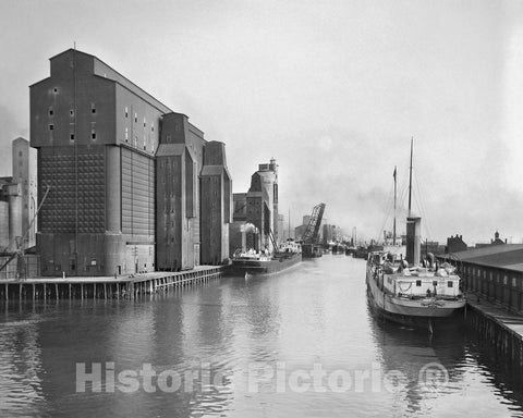 Historic Black & White Photo - Buffalo, New York - The Canal Harbor, c1910 -