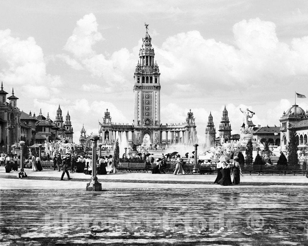 Historic Black & White Photo - Buffalo, New York - The Electric Tower at the Pan American Exposition, c1901 -