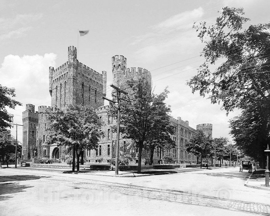 Historic Black & White Photo - Buffalo, New York - The Connecticut Street Armory, c1904 -