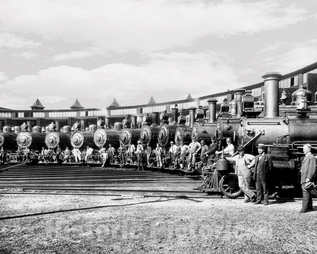 Historic Black & White Photo - Buffalo, New York - The Lackawanna Roundhouse, c1908 -