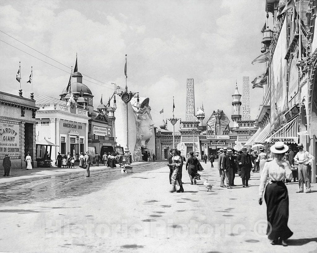 Historic Black & White Photo - Buffalo, New York - The Midway of the Pan Am Exposition, c1901 -