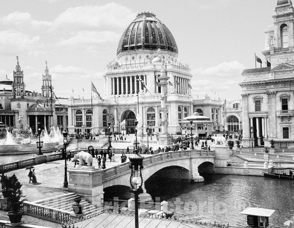 Chicago Historic Black & White Photo, World's Columbian Exposition, c1893 -