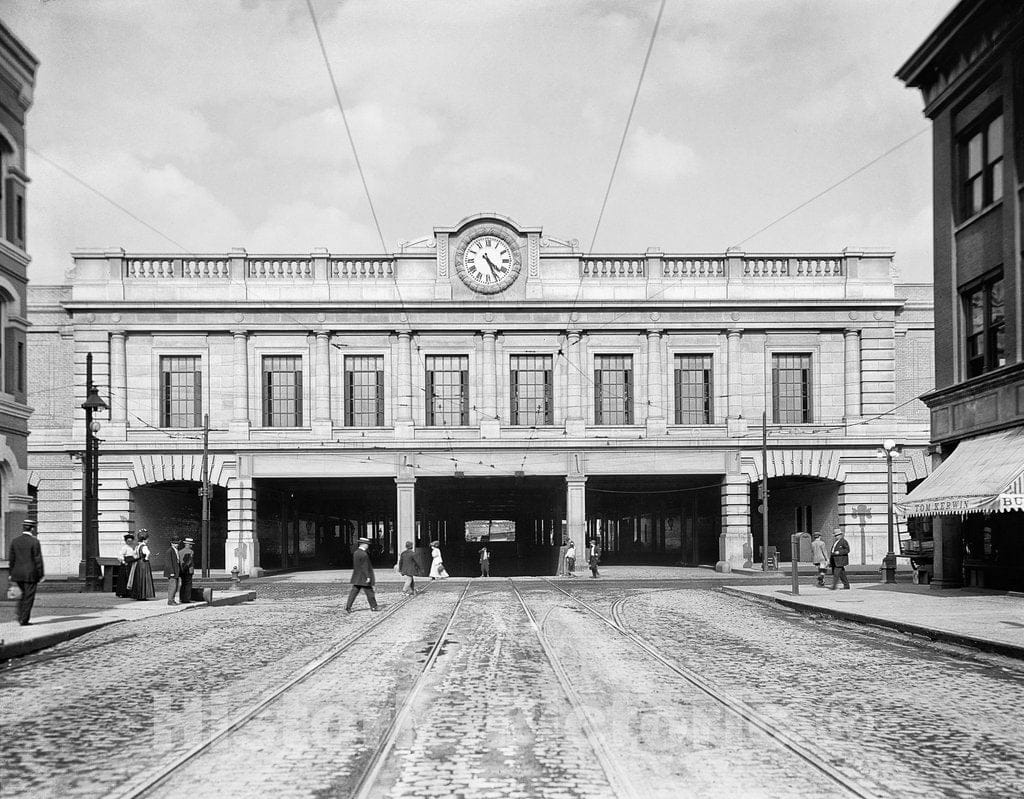 Chicago Historic Black & White Photo, Washington Boulevard Under the Rails, c1907 -