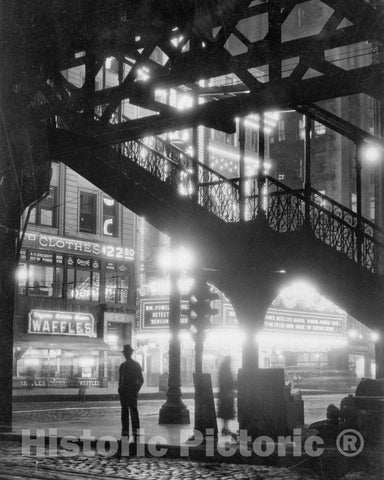 Historic Black & White Photo - Chicago, Illinois - Under the L Train, c1930 -