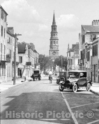 Historic Black & White Photo - Charleston, South Carolina - View to St. Philip's Church, c1923 -