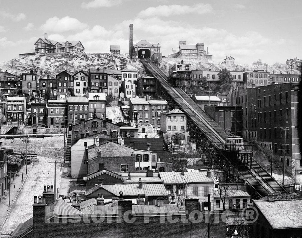 Cincinnati Historic Black & White Photo, Mount Adams Incline, c1904 -