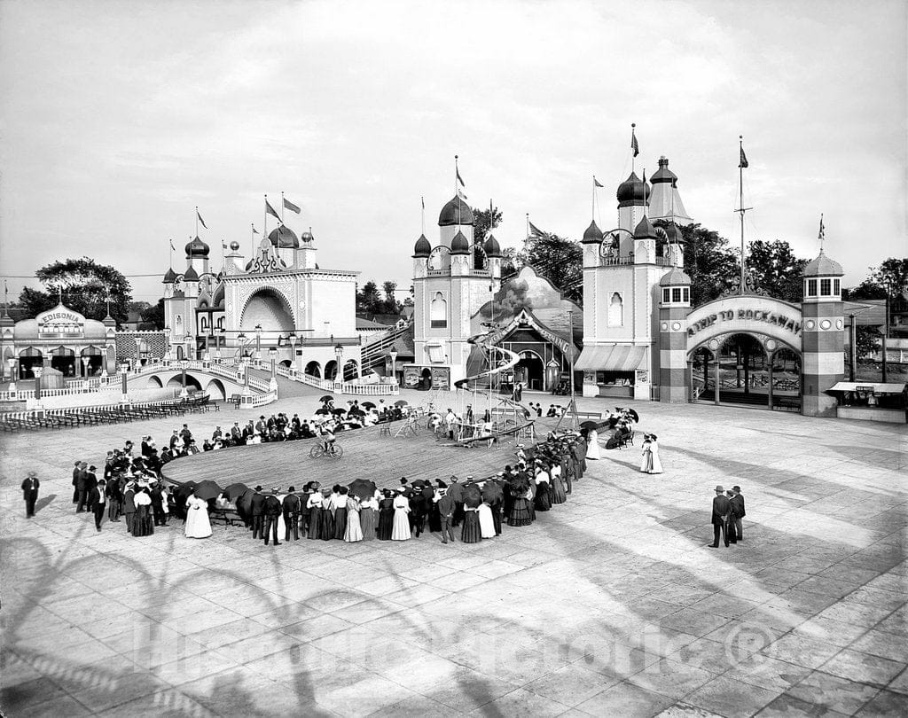 Cleveland Historic Black & White Photo, The Circus Ring in Luna Park, c1905 -