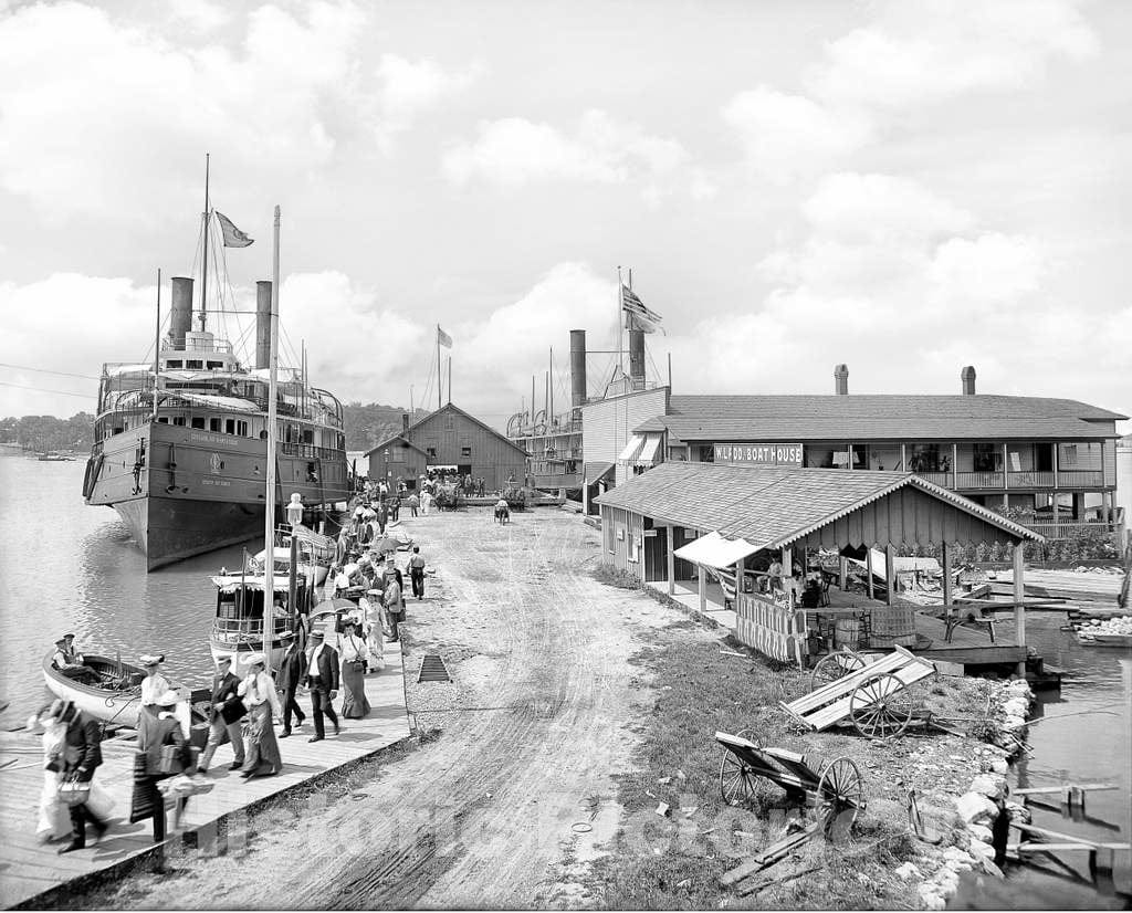 Historic Black & White Photo - Cleveland, Ohio - Boat Landing on Put-In-Bay, c1904 -