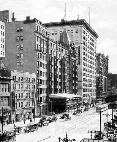 Historic Black & White Photo - Cleveland, Ohio - Superior Avenue at the Hollenden Hotel, c1911 -