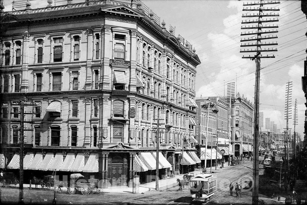 Denver Historic Black & White Photo, The Tabor Block Building at 16th & Arapahoe Streets, c1910 -