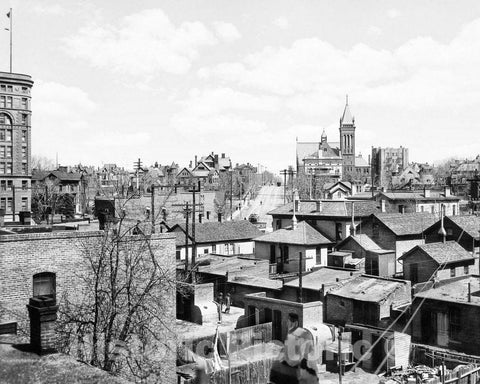 Historic Black & White Photo - Denver, Colorado - Rooftops along 17th Avenue, c1899 -