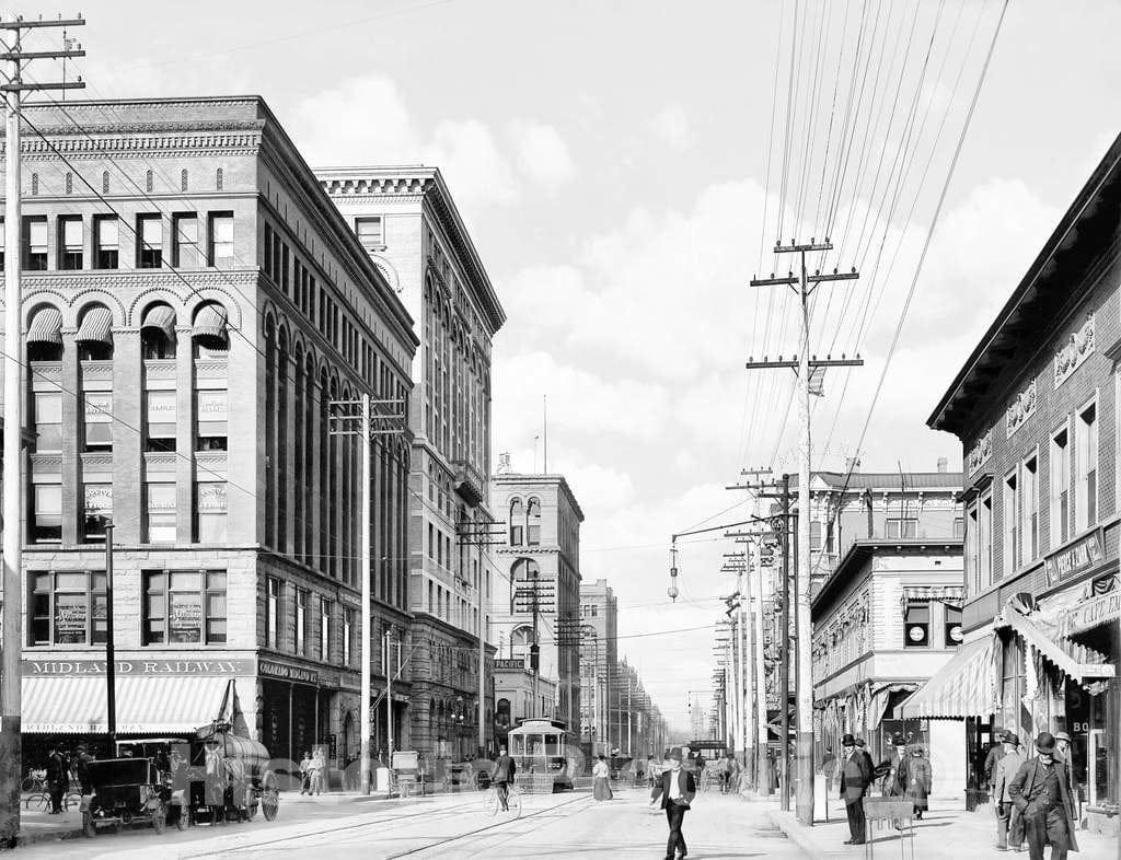 Historic Black & White Photo - Denver, Colorado - Downtown 17th Street, c1900 -