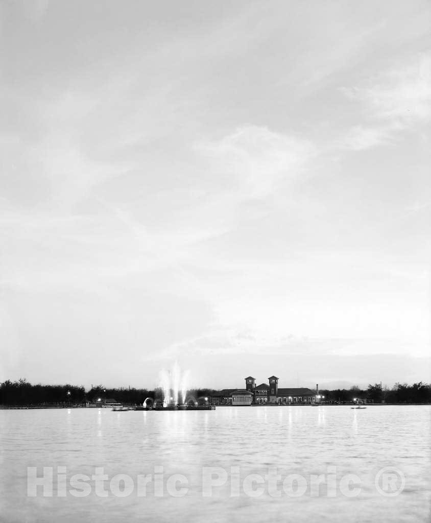 Historic Black & White Photo - Denver, Colorado - The Electric Fountain in City Park, c1908 -