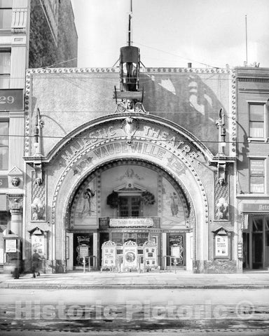 Historic Black & White Photo - Detroit, Michigan - The Majestic Theater, c1915 -
