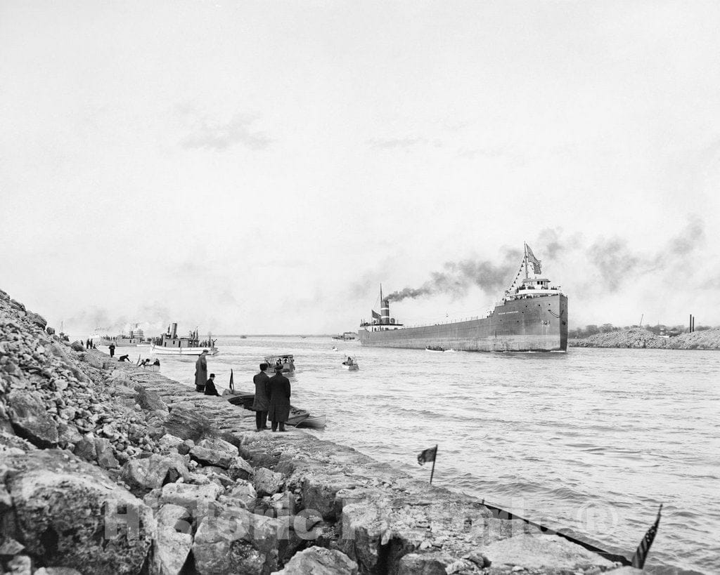 Historic Black & White Photo - Detroit, Michigan - Livingstone Channel Opening Day, c1912 -