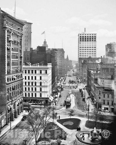 Historic Black & White Photo - Detroit, Michigan - South on Griswold Street, c1910 -