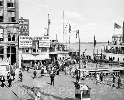 Historic Black & White Photo - Detroit, Michigan - Ferries to Boblo Island, c1895 -
