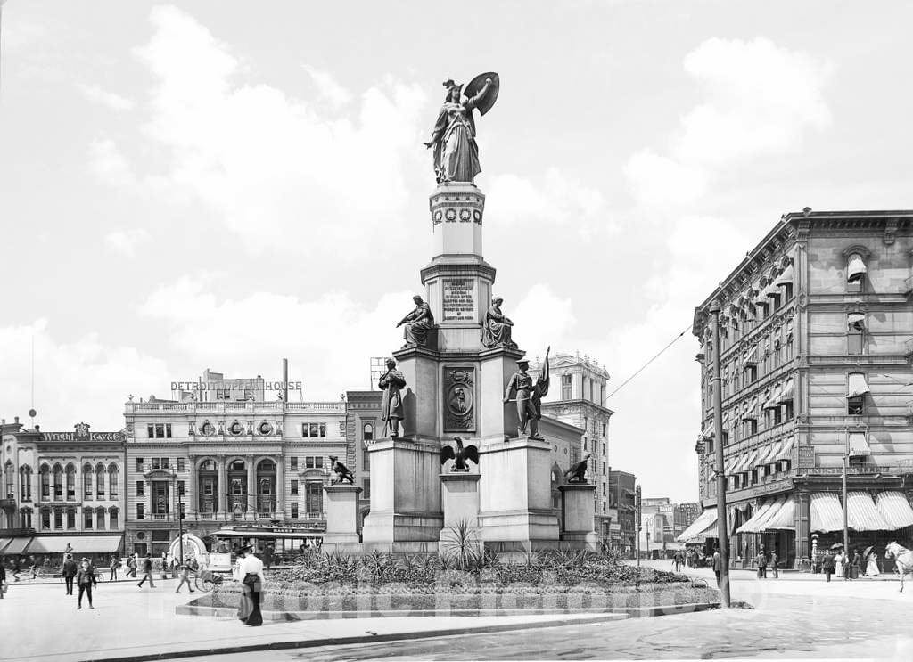 Historic Black & White Photo - Detroit, Michigan - Michigan Soldiers and Sailors Monument, c1903 -