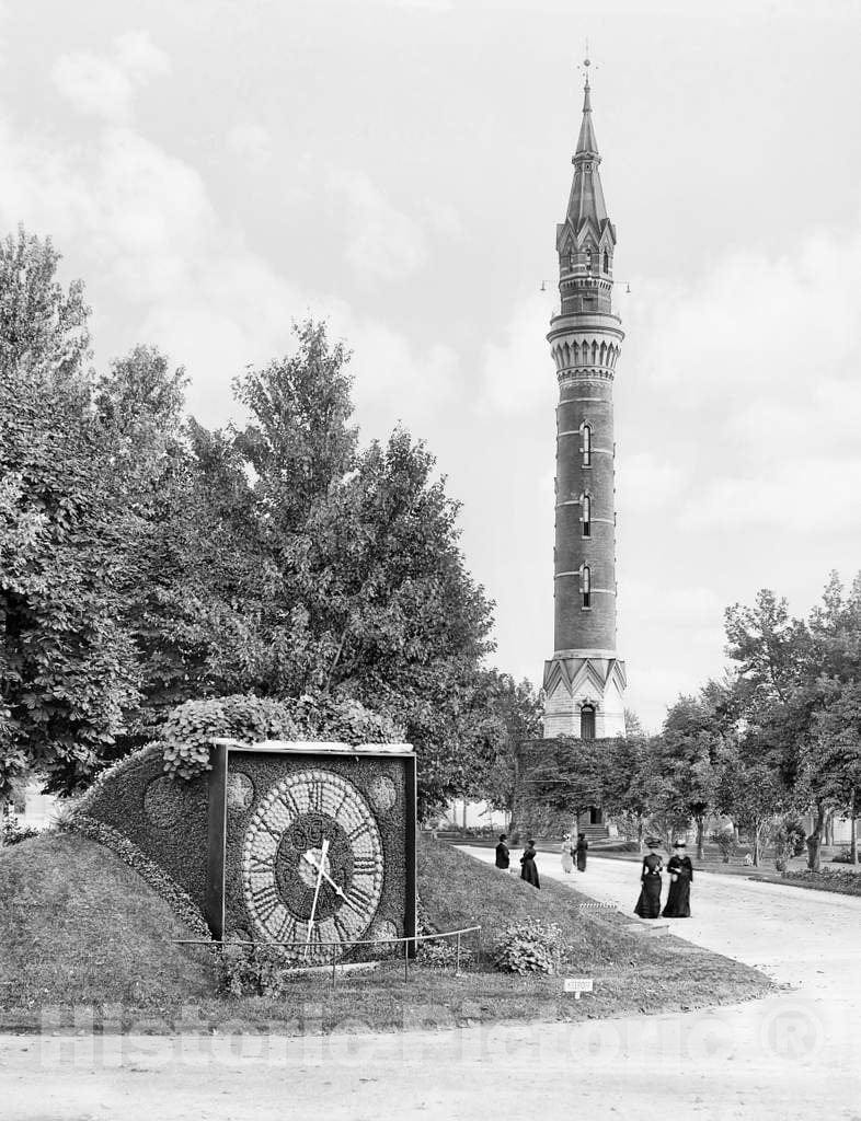 Historic Black & White Photo - Detroit, Michigan - Entrance to Water Works Park, c1902 -