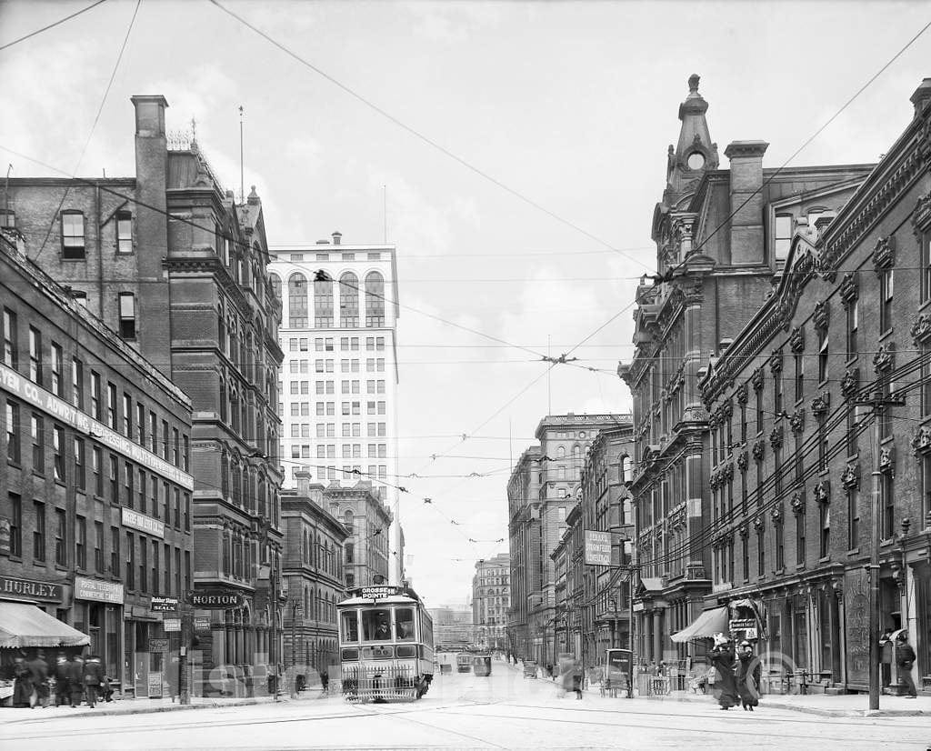 Historic Black & White Photo - Detroit, Michigan - Griswold Street, c1905 -