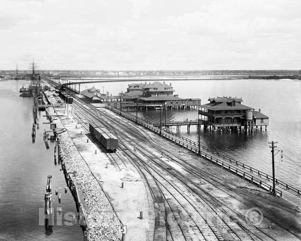 Historic Black & White Photo - Tampa, Florida Shores - The Docks of Port Tampa, c1901 -