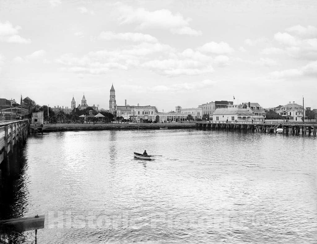 Historic Black & White Photo - St. Augistine, Florida Shores - The St. Augustine Waterfront, c1902 -