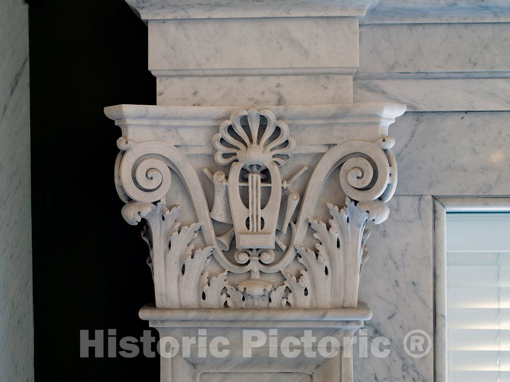 Photo - Second Floor Corridor. Printers' Marks+Columns. Detail of Column Capital. - Fine Art Photo Reporduction