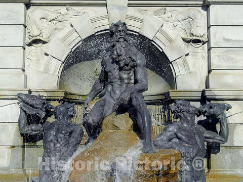 Photo - Exterior View. Detail of Neptune Statue in Neptune Fountain by Roland Hinton Perry. - Fine Art Photo Reporduction