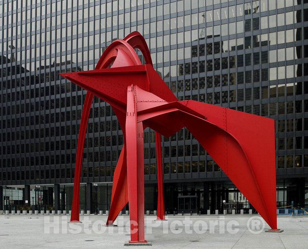 Chicago, IL Photo - Sculpture"Flamingo" at Federal Center Plaza, John C. Kluczynski Federal Building, Chicago, Illinois