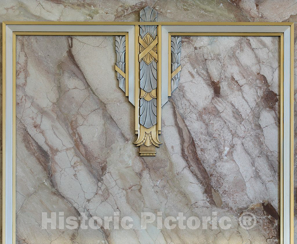 Photo - Interior Detail. Elevator Lobby on west Side (2nd Street Side) of Fifth Floor. Library of Congress John Adams Building, Washington, D.C.- Fine Art Photo Reporduction