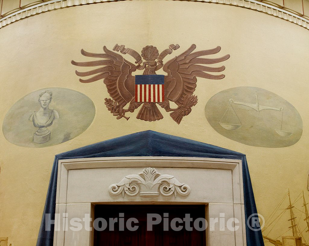 Photo - Oil painting"Symbols of Justice" located on fifth floor, elevator no. 10, Department of Justice, Washington, D.C.- Fine Art Photo Reporduction