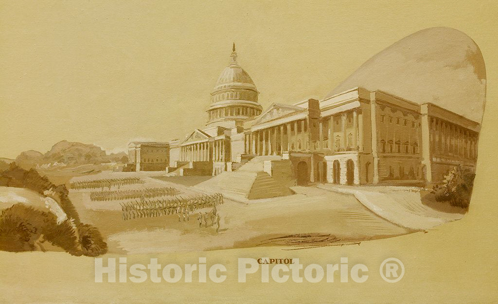 Photo - Painting of U.S. Capitol, Department of Justice, Washington, D.C.- Fine Art Photo Reporduction