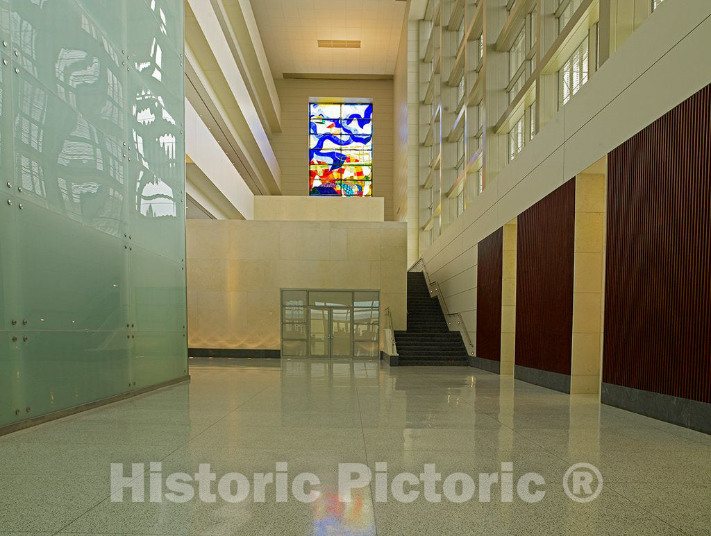 Photo - Untitled Art Glass Window Located at The top of Staircase, U.S. Courthouse, Orlando, Florida- Fine Art Photo Reporduction