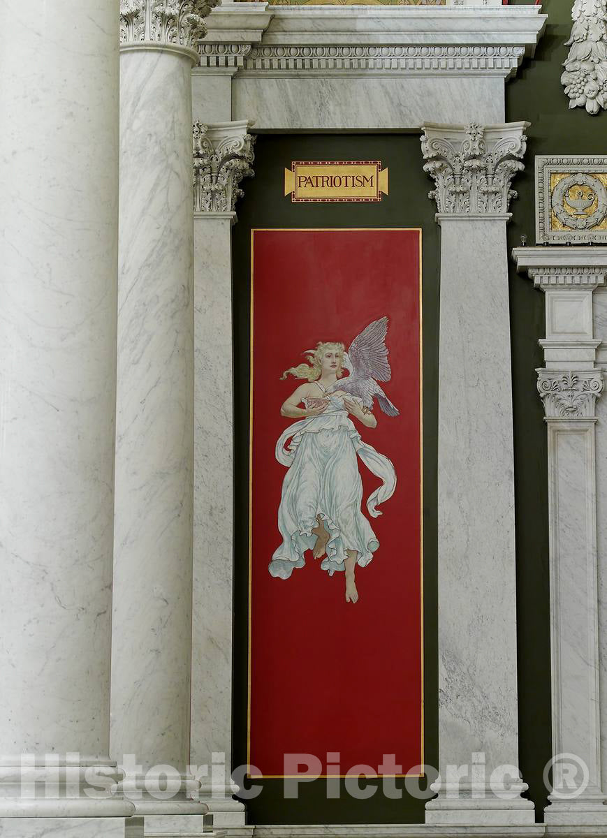 Photo - Great Hall, Second Floor, South Corridor. Pompeiian Panel Depicting Patriotism, by George W. Maynard. - Fine Art Photo Reporduction