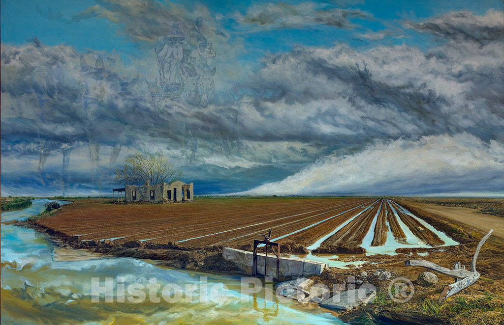 Photo - Painting"The Coming of Rain" at Yeleta Border Station, El Paso, Texas- Fine Art Photo Reporduction