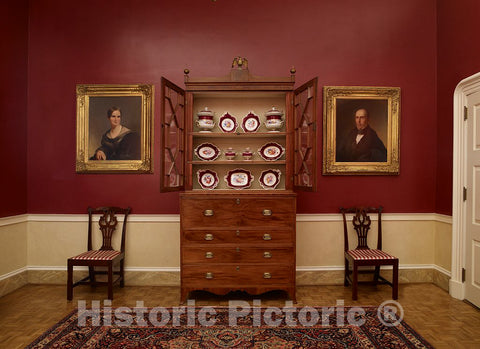 Photo - Truman Study, China Cabinet and Portraits, Blair House, Located Across from The White House, Washington, D.C.- Fine Art Photo Reporduction