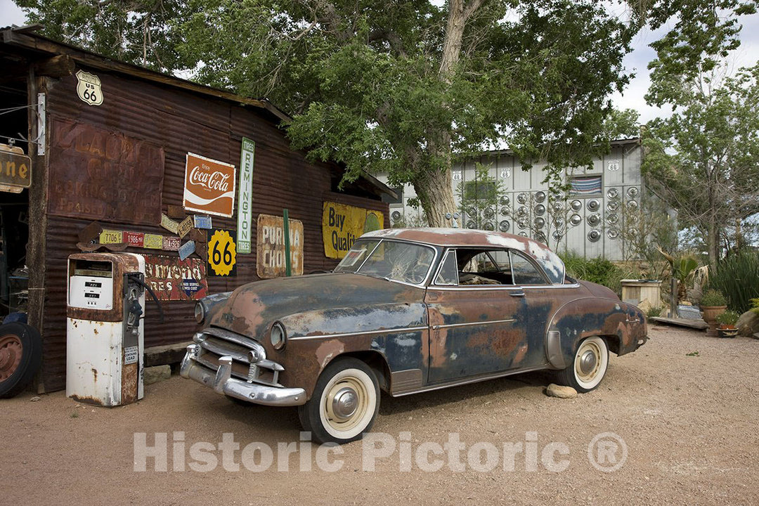 Hackberry, AZ Photo - Old car and Gas Pump, Hackberry General Store, Route 66-