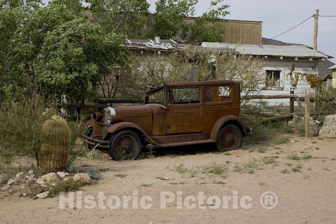 Hackberry, AZ Photo - Old car and Cactus, Hackberry General Store, Route 66-