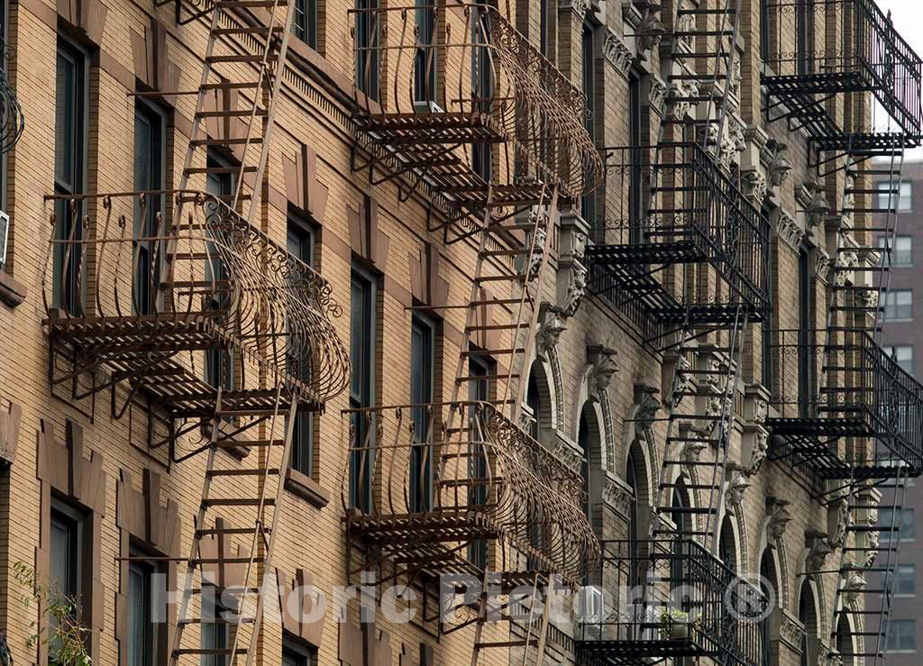 Photo - Fire Escapes on Brownstone, New York, New York- Fine Art Photo Reporduction